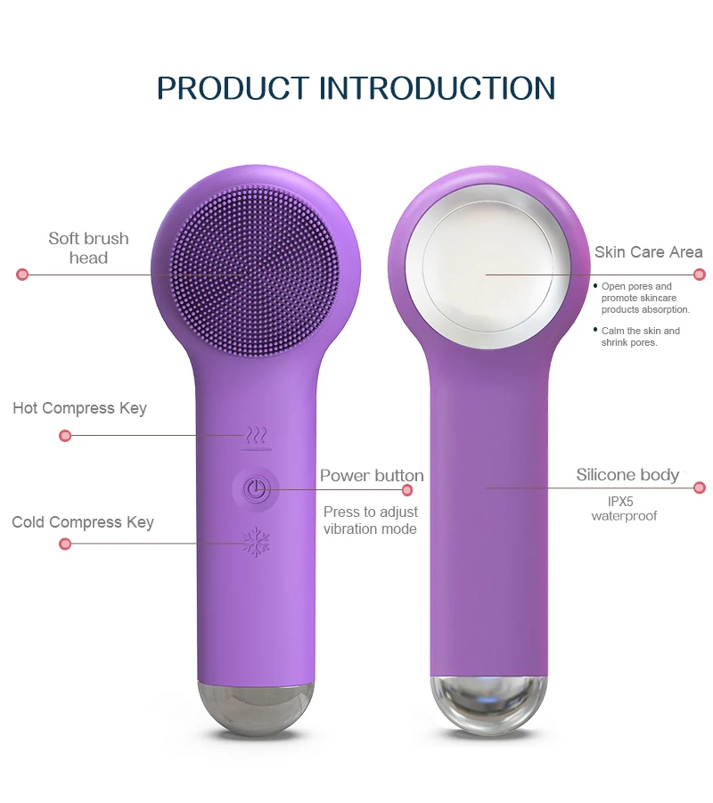 Deep Clean Face Scrub Acne Cleanser Wash Electric Silicone Vibrating Facial Cleansing Brush Machine 3 In1 Facial Cleanser Brush