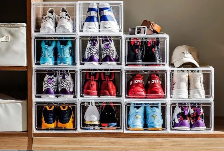 Shoe Organizer Stackable Drop Front Shoe Box With Clear Door Shoe ...