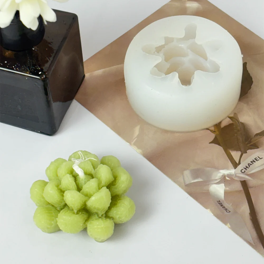 MHC Unique 3d Candles Small Succulent Candle Mold Mould  Lotus Flower Birthday Cactus Candle Silicone Molds