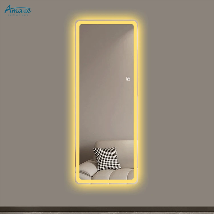 Factory wholesale custom wall mounted long mirror smart mirror rectangle defogger dressing led mirror intelligent details