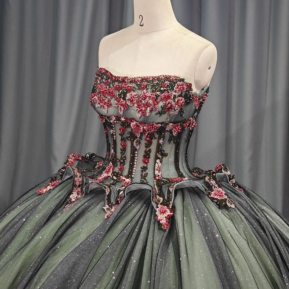 Crape Mexican Women Birthday Party Dresses Flower Puffy Dress Sweet 15 16 Quinceanera Prom Dress 1258 Crape Mexican Women Birthday Party Dresses Flower Puffy Dress Sweet 15 16 Quinceanera Prom Dress 1258