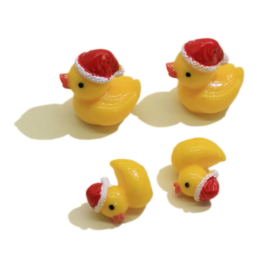 50 Stück Mini-Enten Aus Kunstharz Mit Weihnachtsmützen – Für Deko, Schleim & Puppenhaus