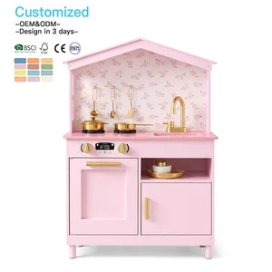 EDULAND Wooden Kitchen Toys Cooking for Children Boys and Girls Simulation Kitchen Accessories Set Toy Pretend Play Preschool