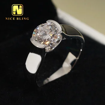 14K white gold diamond women rings bezel setting VS1 G color 2ct lab grown diamond engagement rings fashion style jewelry