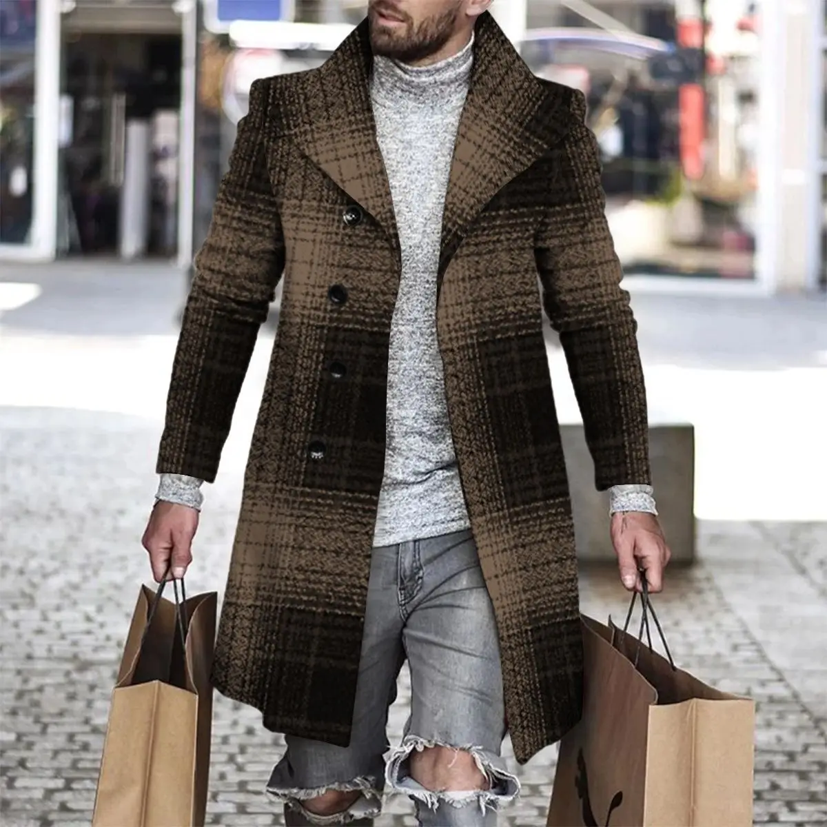 Hot Style Keep Warm Long Single Button Men's Coat For Winter Fall_voghion.com