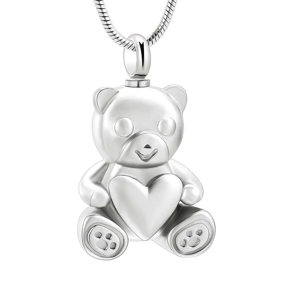 Cremation jewelry cute love bear stainless steel urn necklace to commemorate the dead relatives used for cremation funeral