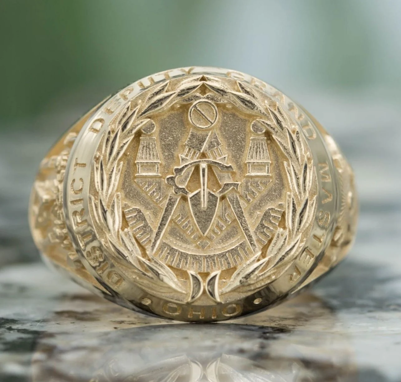 Anello Massonico Vintage In Acciaio Inox 316L Oro - Uomo Retrò Fascia Massonica Senza Pietra