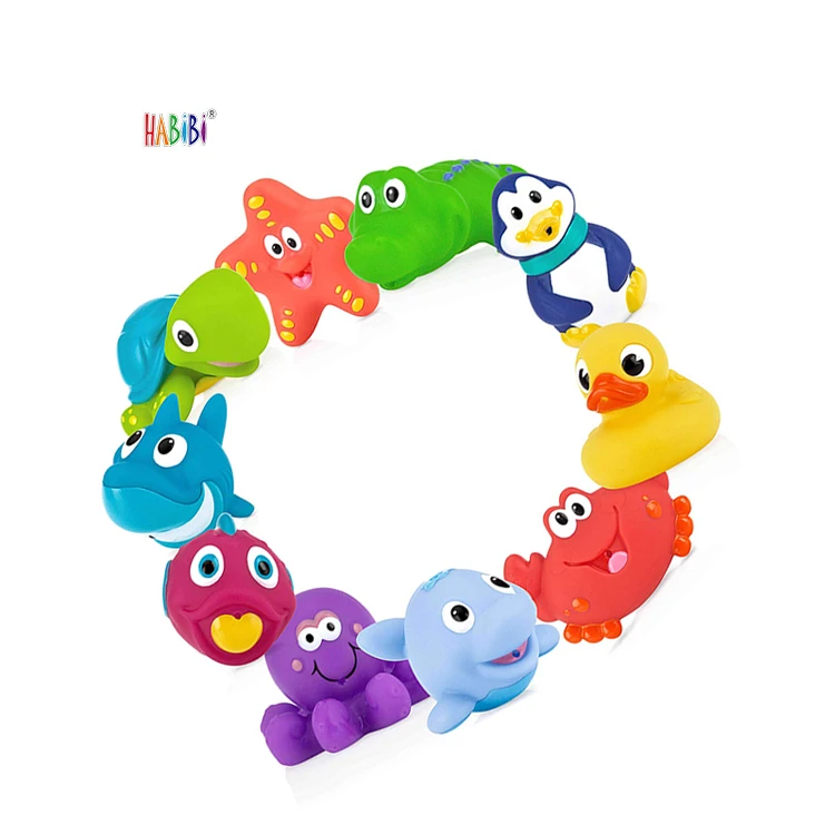 Детские резиновые игрушки-брызгалки для купания, образовательные милые игрушки-животные для ванной