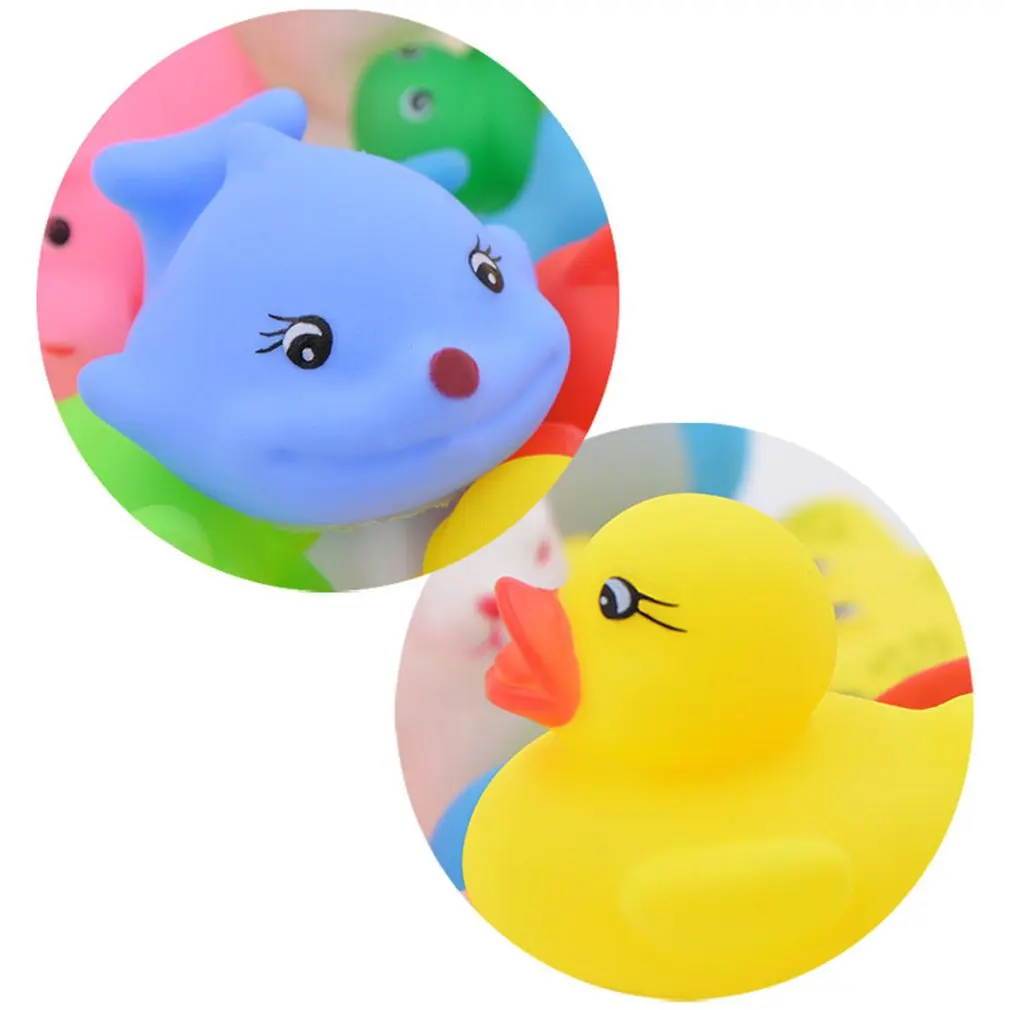 Toddlers Swimming Dabbling Water Toys Safe PVC Material Squeaky Soft Plastic Cartoon Animal Bath Toy For Baby 7