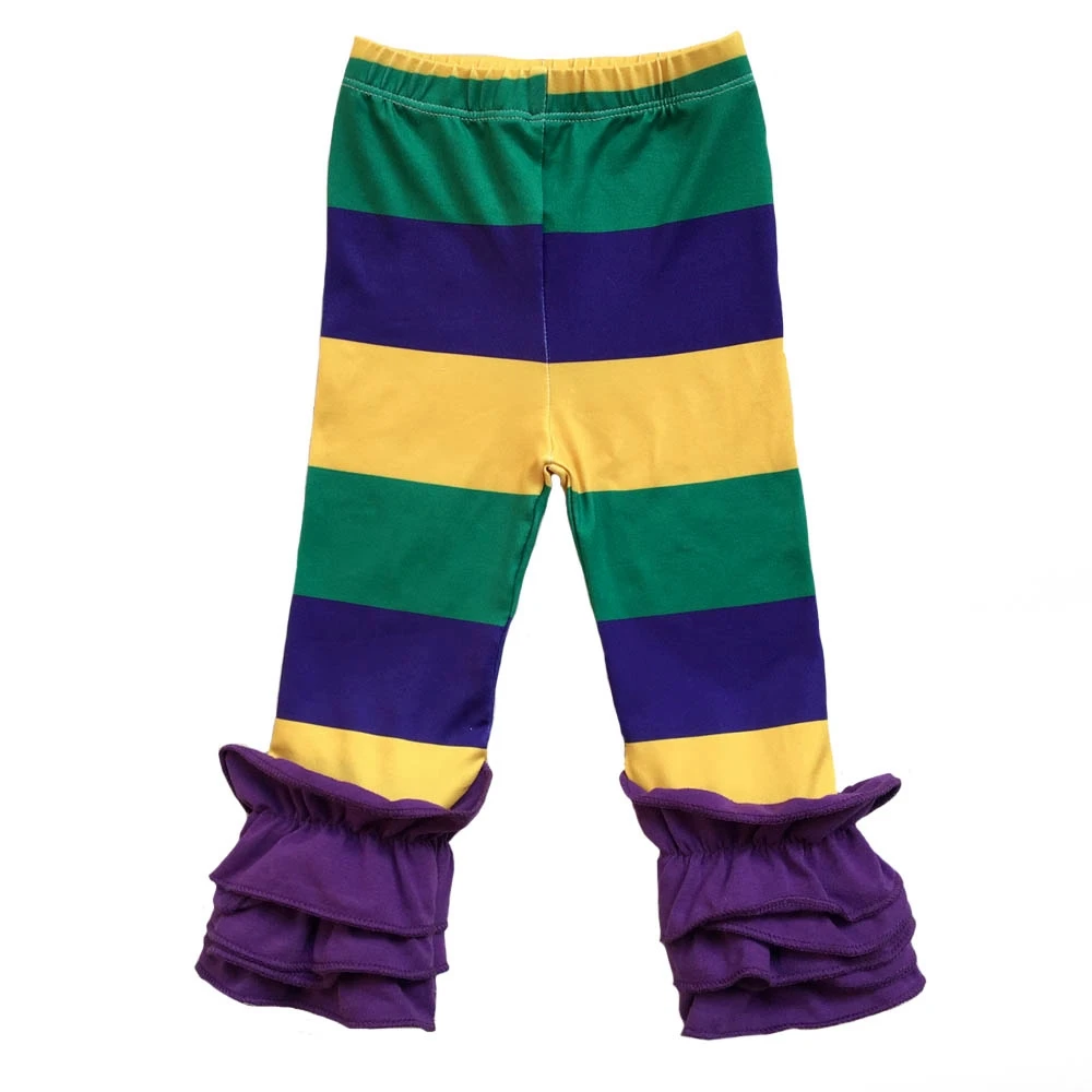 Purple Gold and Green Striped Mardi Gras Leggings