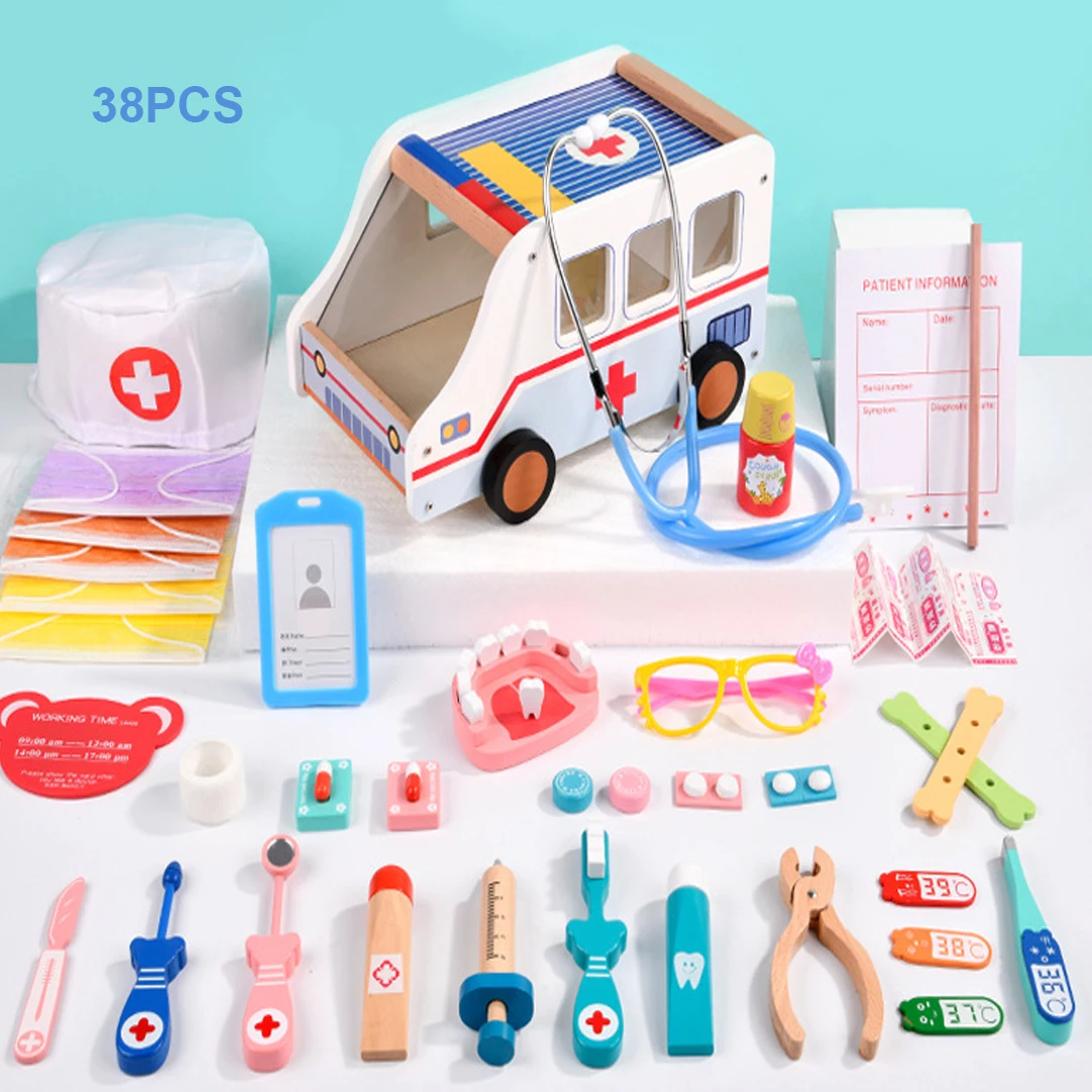 Детский деревянный врачебный набор игрушки детский игры для ролевых игр скорой помощи медицинский Стоматолог