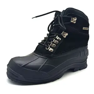 Winter Outdoor Lace-Up Boots Waterproof Fishing Shoes Fleece-Lined Warm Lightweight Non-Slip High-Top Thick-Soled Steel Toe