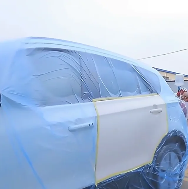 Heat Resist Car Cover Painting Pre Taped Pe Auto Protective Paint kraft paper Masking Film