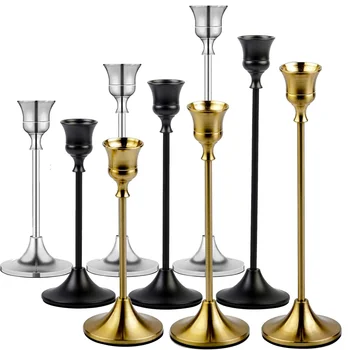 Nordic Creative Iron Art Light Luxury Gold Yellow Candle Holder Romantic Wedding Decor Electroplated  Internet Celebrity