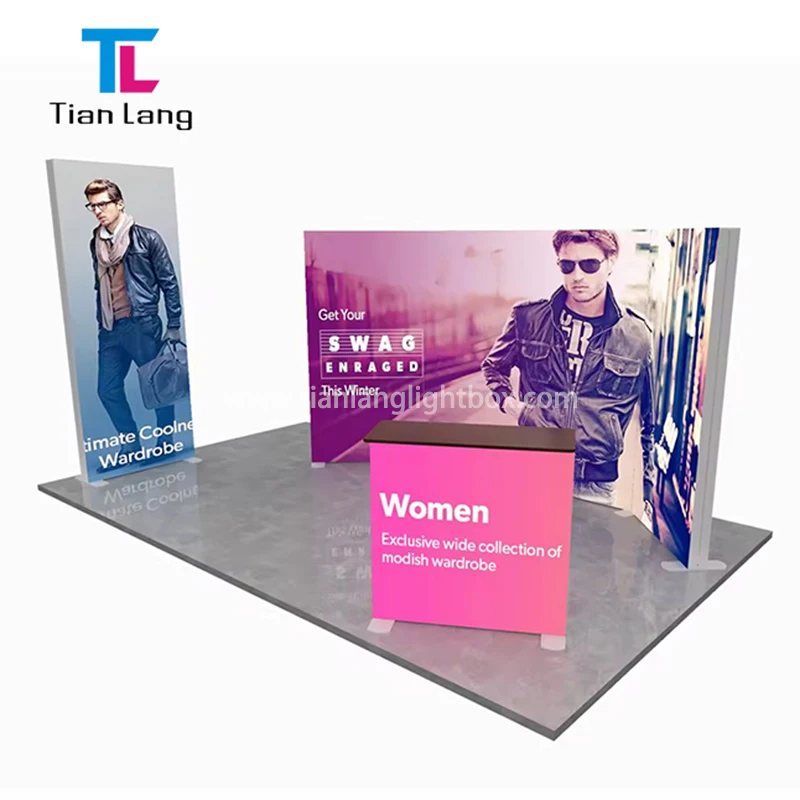 TianLang Advertising Ingross Fabric Led Light Box Frameless Seg Pop Up Lightbox Għall-Mostranzi Commercjali