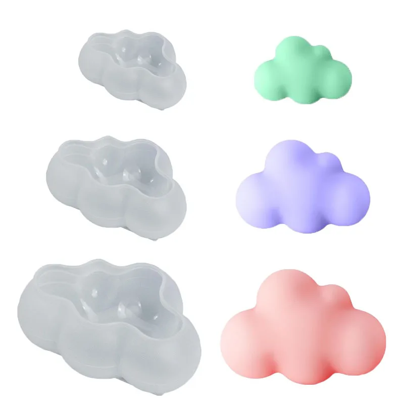 3D Cloud Silicone Mold Sugar Cake Baking Decoration DIY Soap Aromatherapy Gypsum Ornament Reusable Non-Toxic Non-Stick