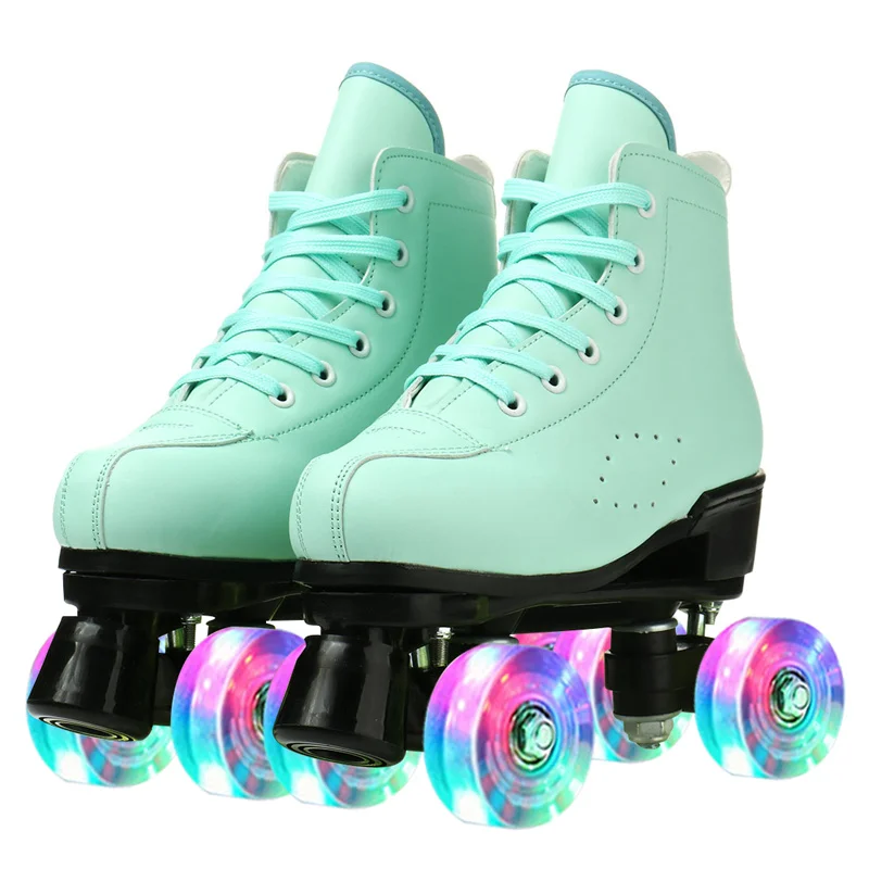 Pu Leather Roller Skate Shoes For Women With Wheels, Oem
