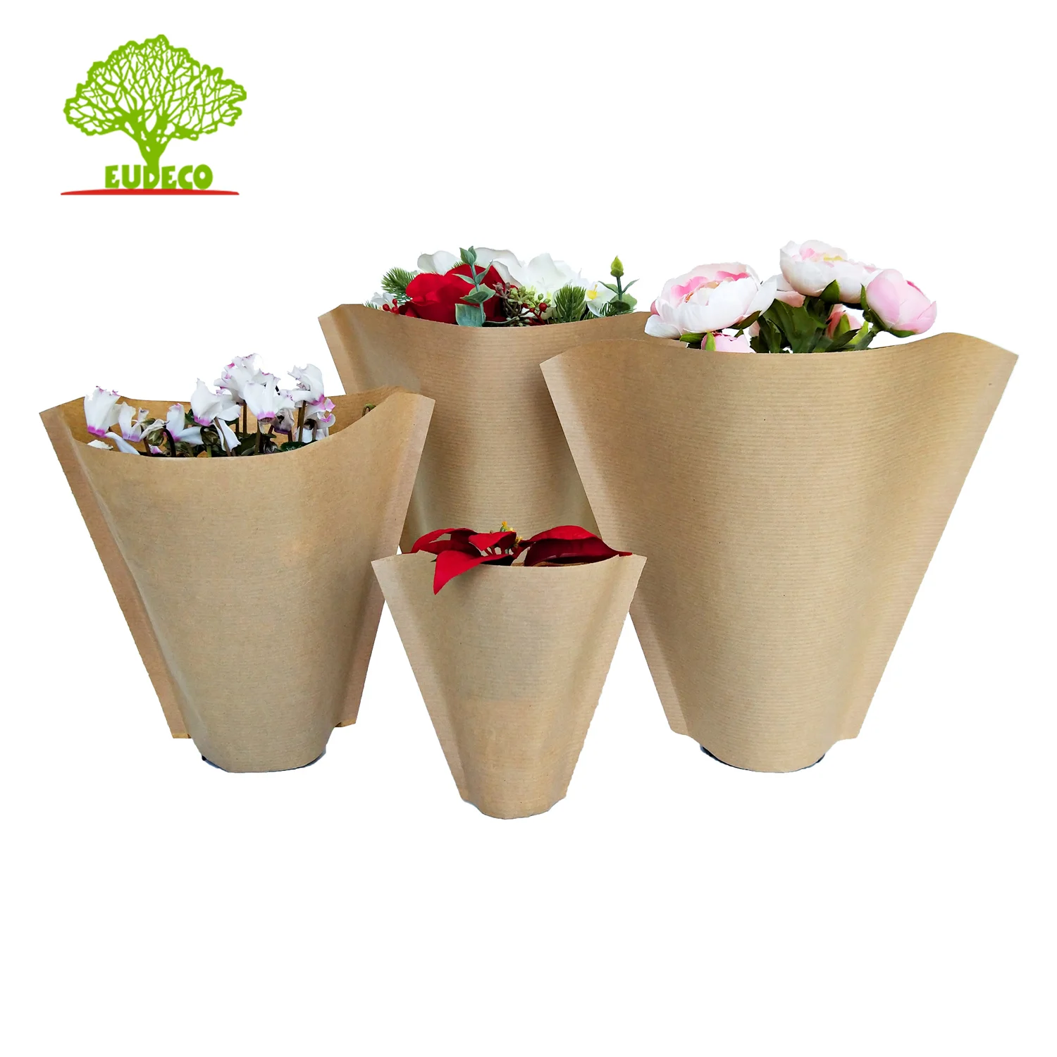 Ecofriendly Recyclable Kraft Paper Flower Bouquet Sleeve For Packaging