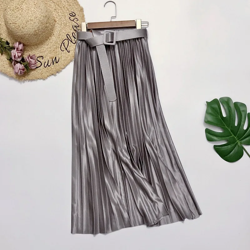 Spring and Summer Women Pleated Skirt With One Size Female Korean Style Women's High Waist Vintage Midi Skirt