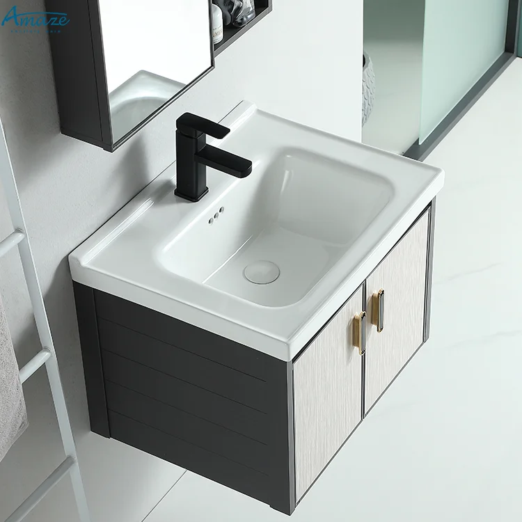 Modern bathroom furnature sink with mirror vanity aluminum shower basin cabinet supplies factory