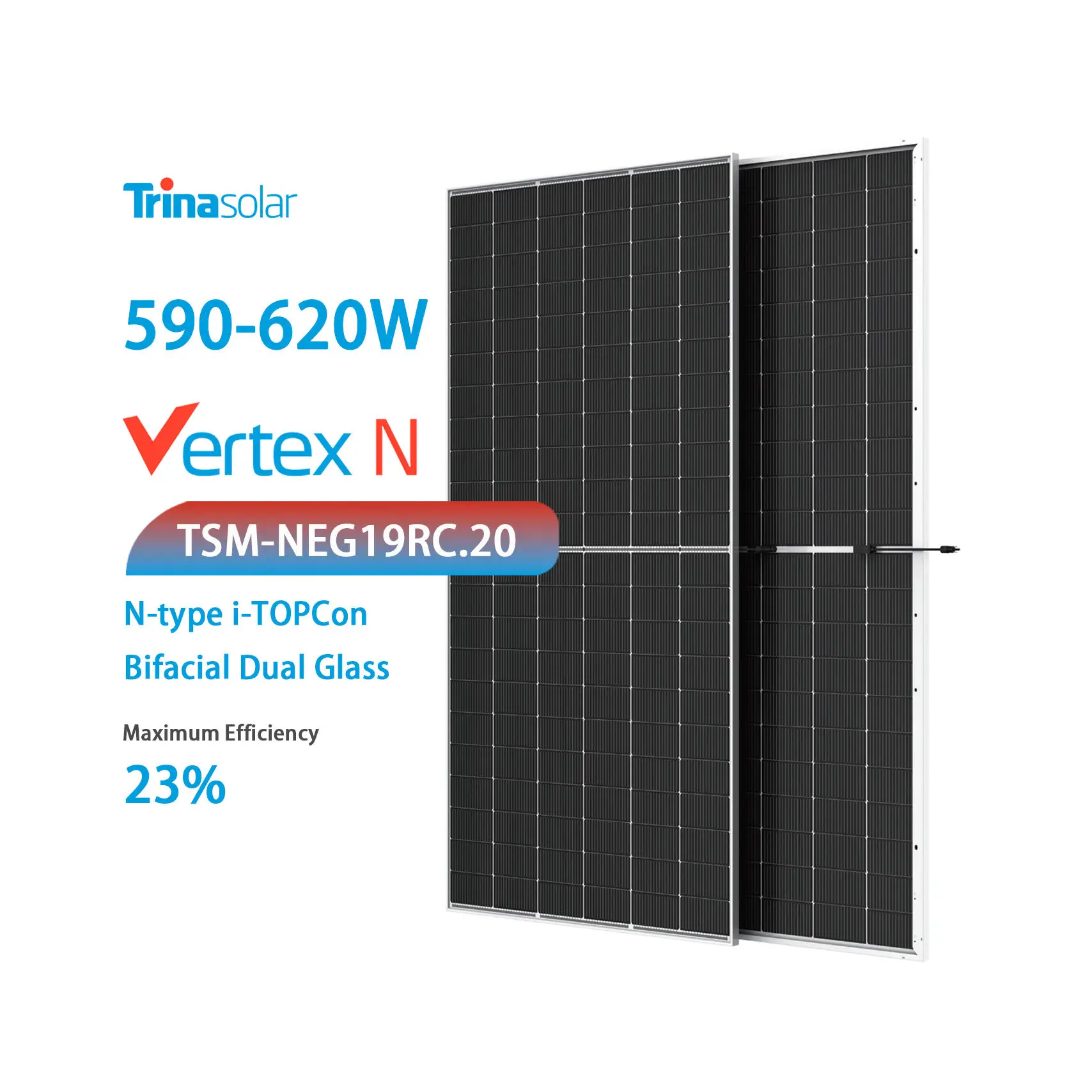 Trina TSM-NEG19RC.20 PV Module - 590W to 620W Bifacial Solar Panel