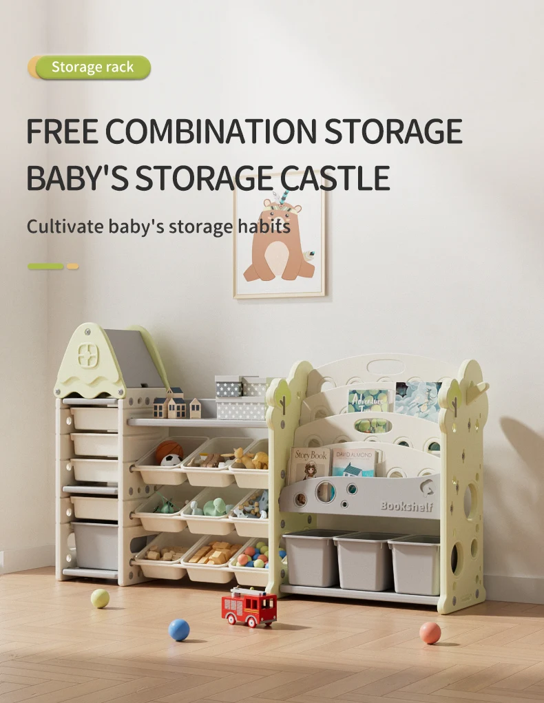 Baby Furniture Plastic Movable Chest Corner Cupboard Rack Drawer Toy Storage Organiser Book Shelf Children Kids Cabinets factory