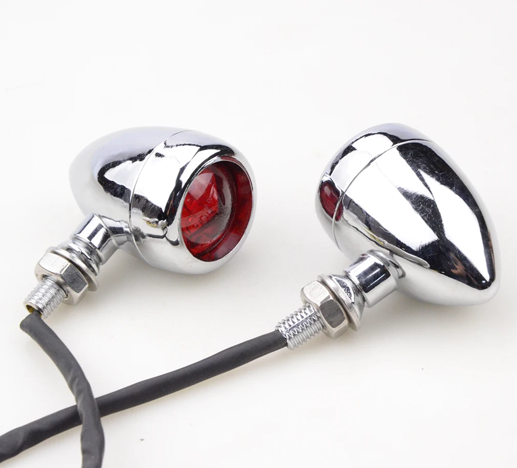 GOOFIT Motorcycle Red Cover Chrome LED Indicator Turn Signal Light Side Light Lamp Replacement for Scooter ATV Bike
