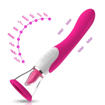 Hot Sale Powerful Double-Headed Av Female Vibrators Sucking Tongue Licking Massage Masturbation Electric Rod Stimulation Toy