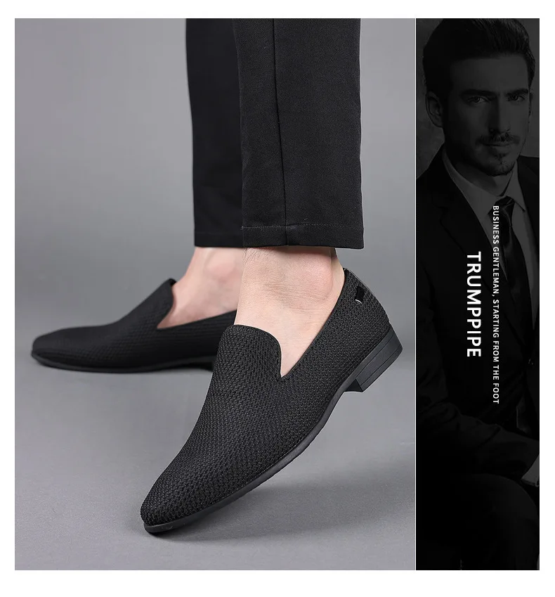 Fashion Mens Loafers Slip On Suede Genuine Leather Shoes Flat Wedding ...