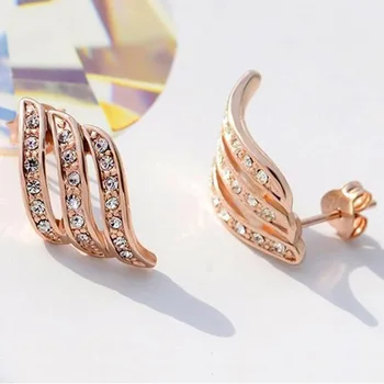 14K Rose Gold Peridot Earrings for Women Anillos Wedding Bizuteria Gemstone yellow Topaz Diamond Jewelry Stud Earring Orecchini