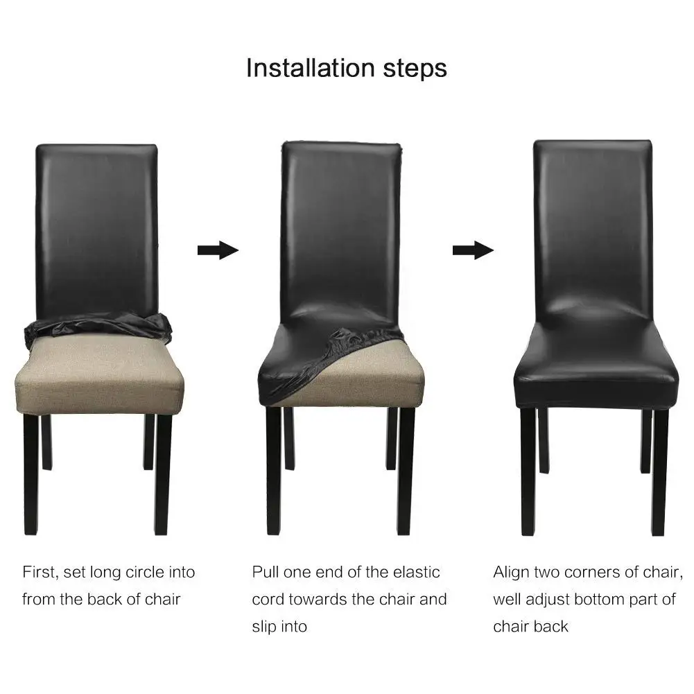 Защитные чехлы для стульев из спандекса для столовой из ПУ кожи, водонепроницаемый эластичный Чехол для стула для столовой