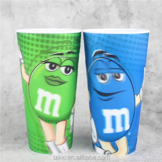 M&M's World Characters 24oz Tumbler Lenticular Cup Set 3D Cups NEW