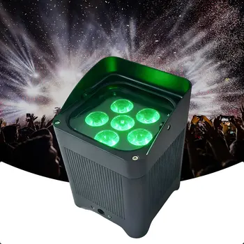 Professional 6x18W RGBWAUV Battery Wireless LED Par Light Waterproof IP65 Stage Lighting Equipment for Wedding Parties Clubs
