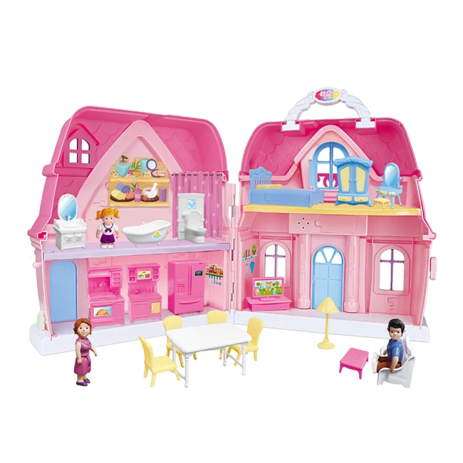 Pink store plastic dollhouse