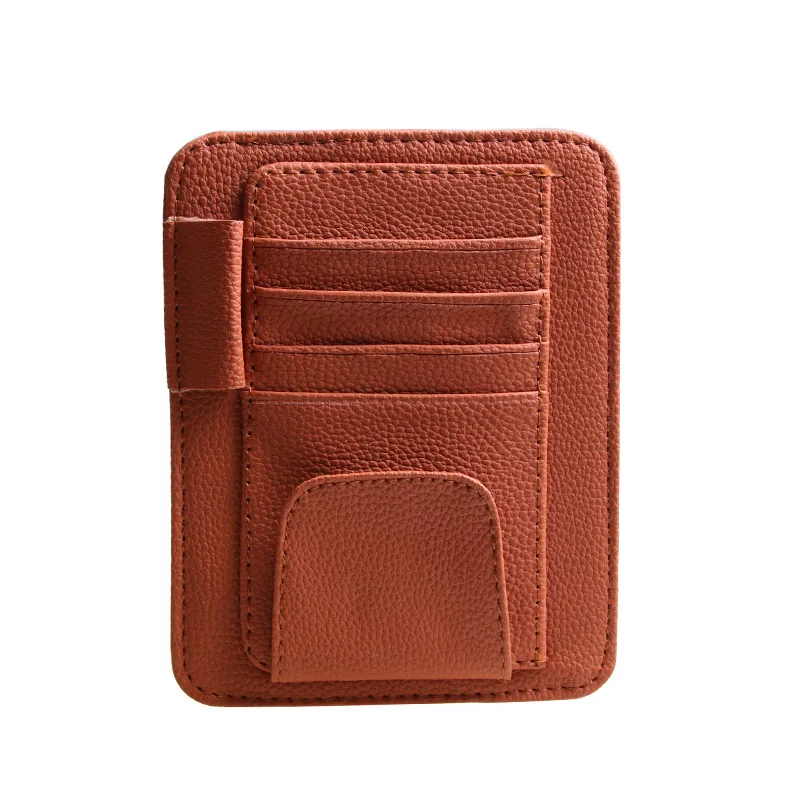 PU Leather Car Sun Visor Organizer Pouch Bag Pocket Card Storage Holder