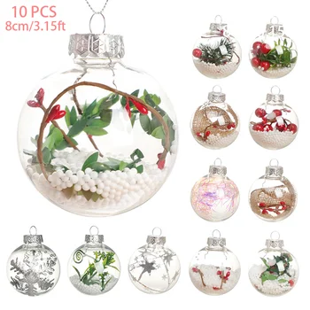 KangGang 2022 Christmas Tree Decoration Supplies 8cm Transparent Clear Christmas Ball 3D Built-In Christmas Ball Ornaments
