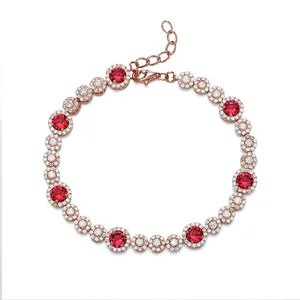 Wholesale Tennis Bracelets 925 Silver Gold Plated Cubic Zirconia Ruby Tennis Bracelet