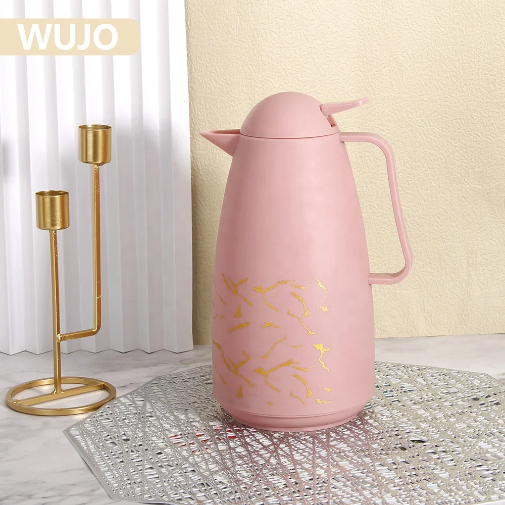 WUJO 1L NEW Design CHEAP Free Sample Coffee Pot Insulated Water Jug Thermal Plastic Arabic Vacuum Flask