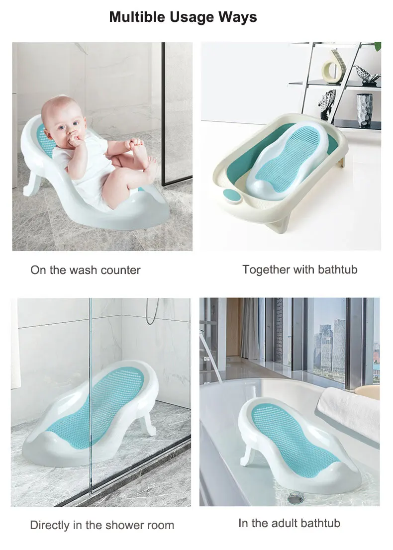 Foldable Ergonomic Antislip Mesh Baby Shower Seat For Infant Bathing