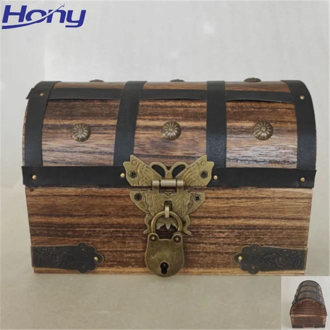 Antique Kids Pirate Treasure Chest Toy Box Unfinished Curved Top Wood