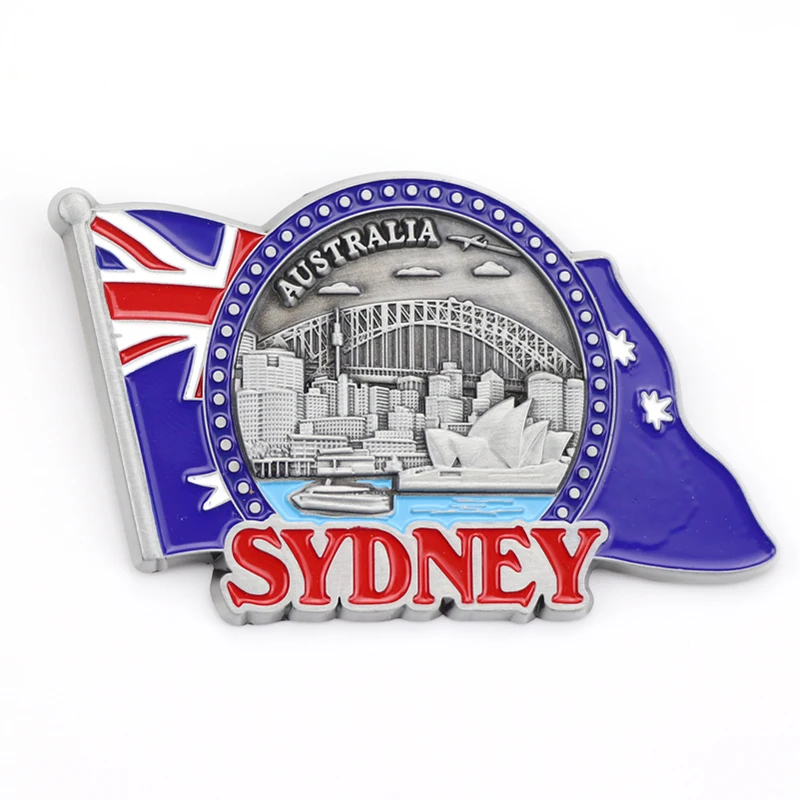 Factory Custom Design Australia Sydney Tourist Souvenirs Metal Resin Bottle Opener Fridge Magnet Keychain