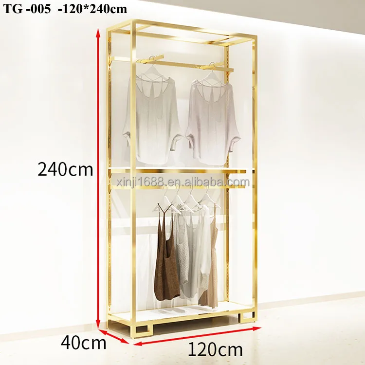 Highend Metal Titanium Gold Women's Clothing Store Shelf Display Rack
