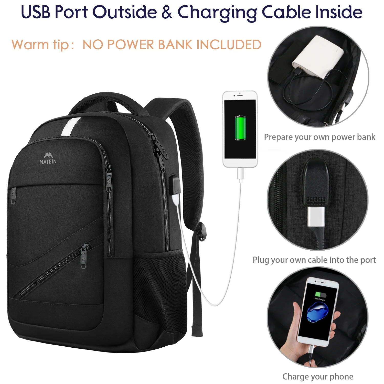 Puerto Usb Mochila Escolar Con Cargador Mochila Antirrobo Con