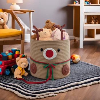 Decorative Large Cute Elk Deer Baby Nursery Basket Towels Blanket Toys Clothes Pet Storage Baskets