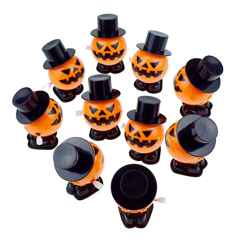 LGW165 Wholesale Pumpkin Hat Jumping Toys Halloween Plastic Wind Up Clockwork Spring Promotion
