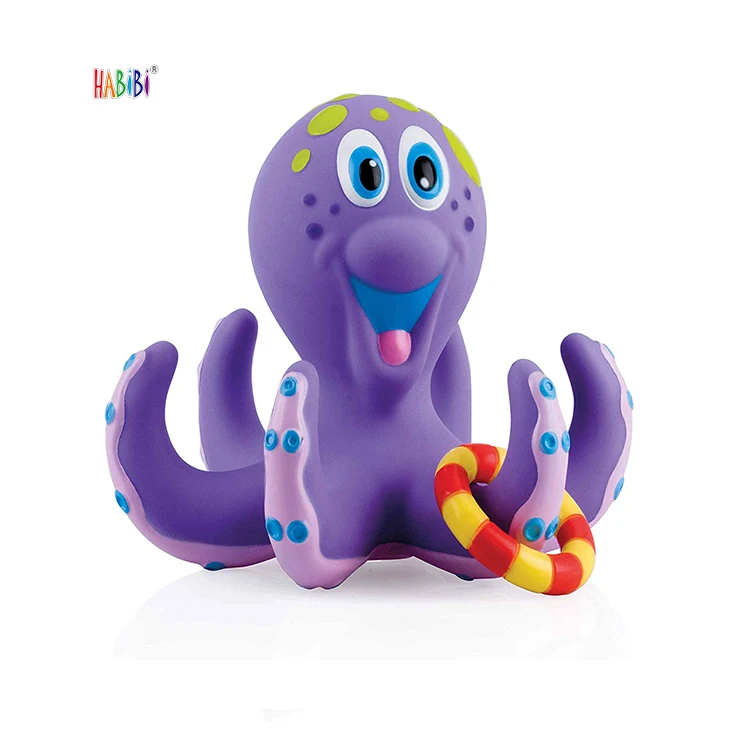 Экологичные забавные мультяшные Детские Игрушки для ванны в виде осьминога, Резиновые Игрушки для ванны для детей