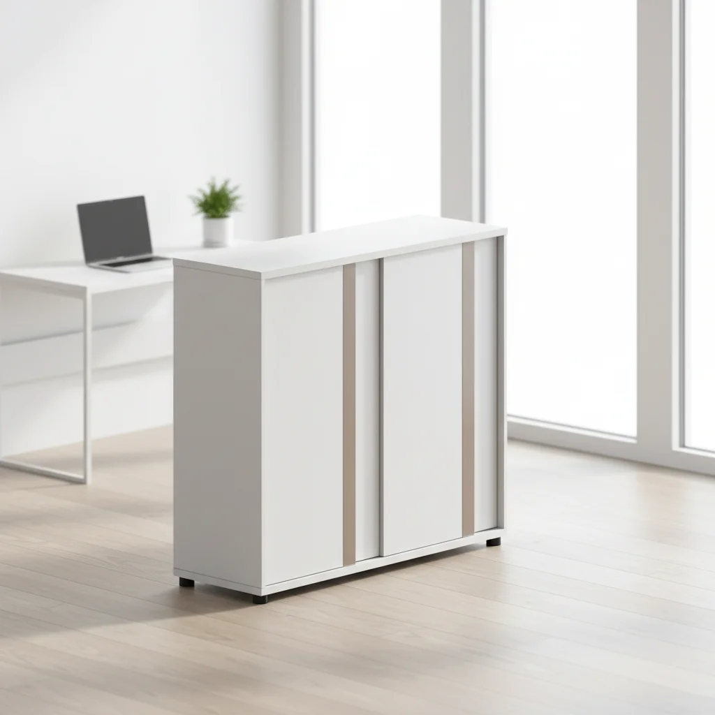 Compact Movable File Storage Cabinet Single Door Design Durable Wood Material Adjustable Shelves Large Capacity Modern Office 2