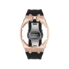 rose gold stainless steel case+black silicone band