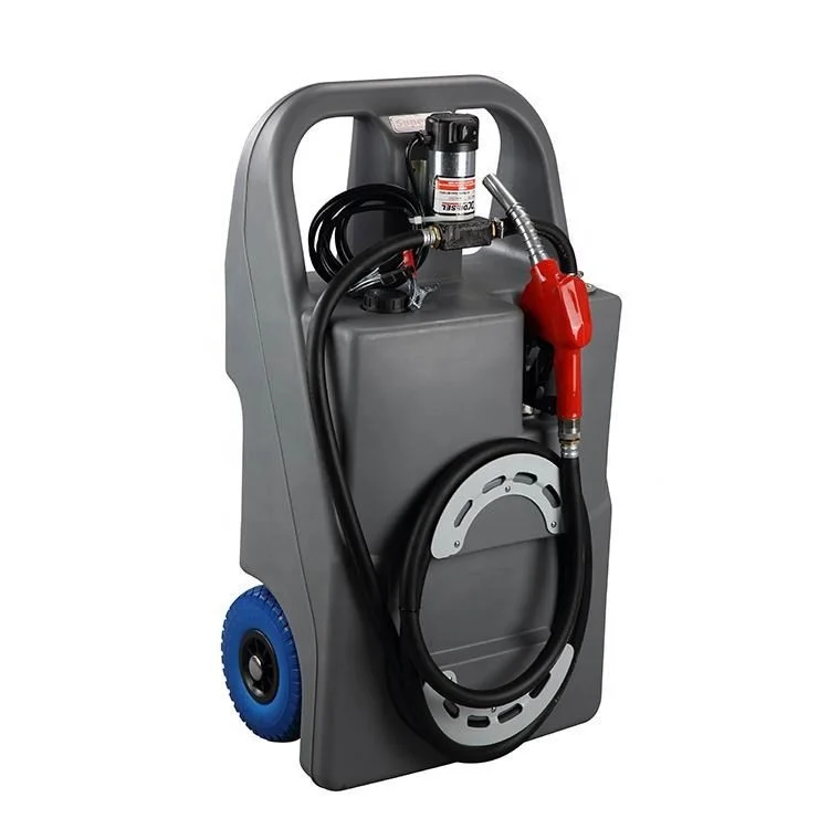 100l Portable Diesel Tank with 12v Electric Pump Plastic Diesel Tank on Wheels for Mobile Refueling
