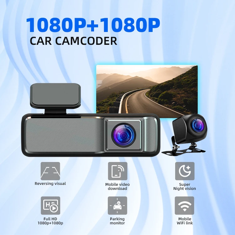 Mini Convenient Dash Cam 1080P+1080P Dual Lens Wifi App Car Black Box with Wide Angle 160° for Senior Agent supplier